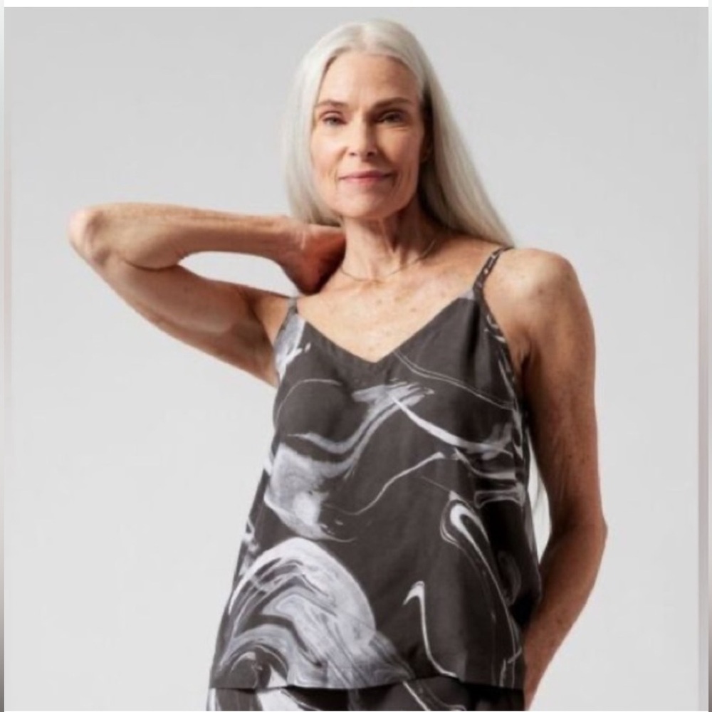 NWOT Athleta Calm Cool Cami (Top Only) Gray Dark Gray Swirl XS S L